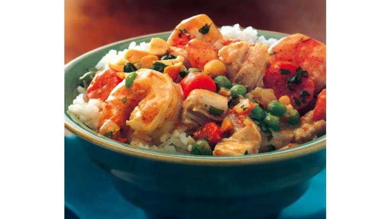 Fried Plaice fish with rice and shrimps 